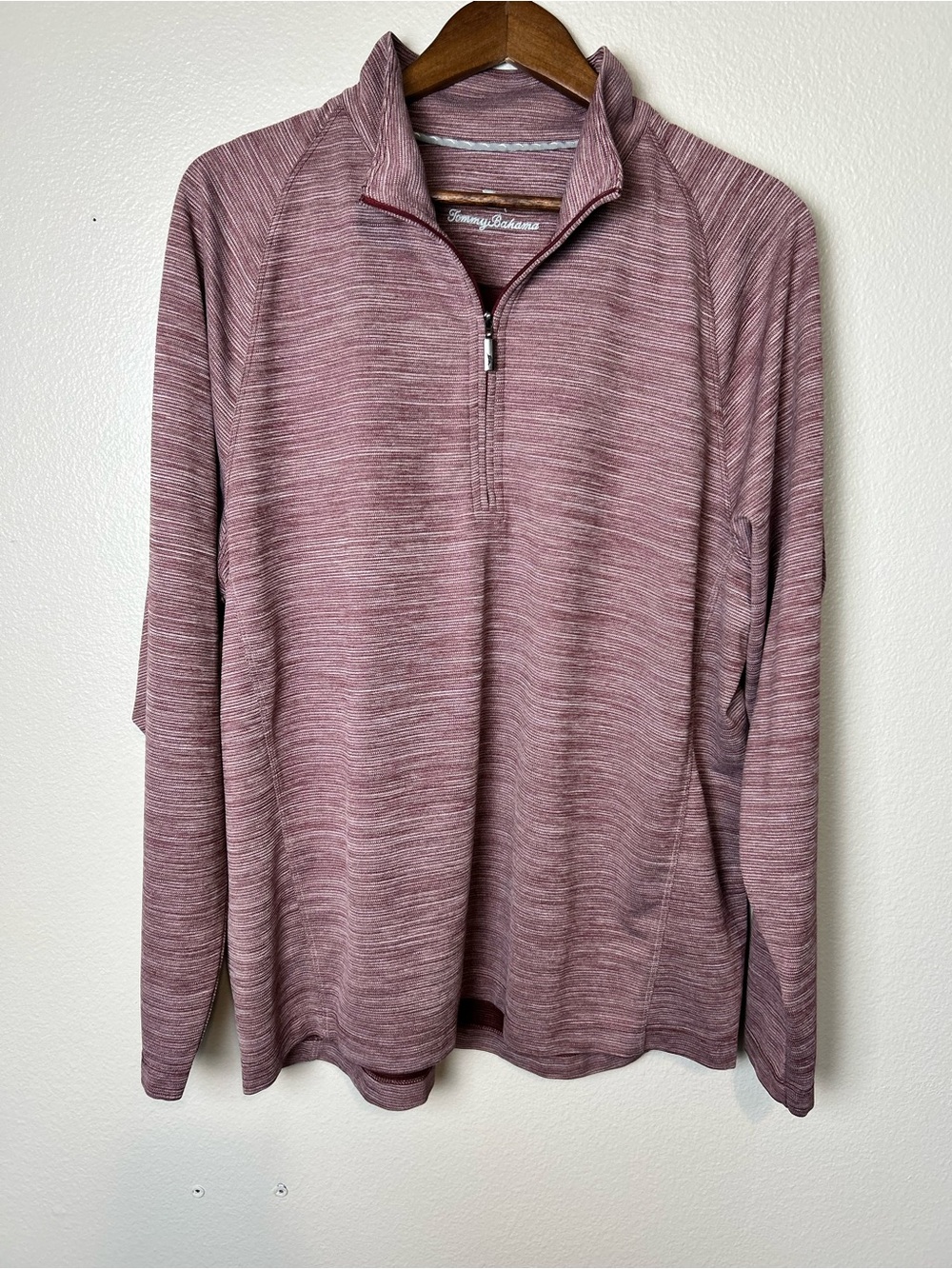 Tommy Bahama Men’s Heathered Mauve Quarter-Zip Vacation Resort Size Large